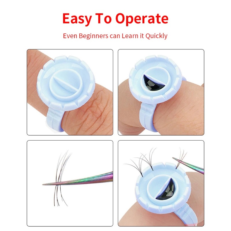 Eyelash Extension Maps - 100 Pcs Disposable Eyelash Glue Ring