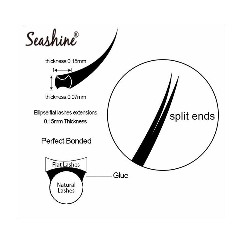 Seashine Hình Elip Dẹt Hàng Mi - đánh giá và giá Eyelash Extension Kits
